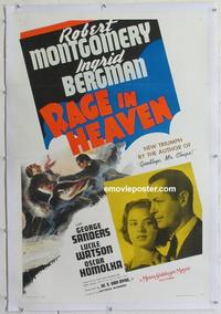 k402 RAGE IN HEAVEN linen one-sheet movie poster '41 Bergman, Montgomery