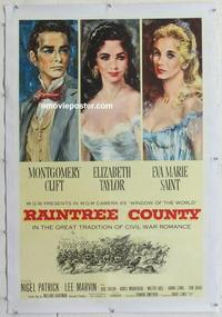 k403 RAINTREE COUNTY linen one-sheet movie poster '57 Clift, Liz Taylor