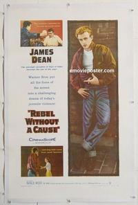 k407 REBEL WITHOUT A CAUSE linen one-sheet movie poster '55 1st James Dean!