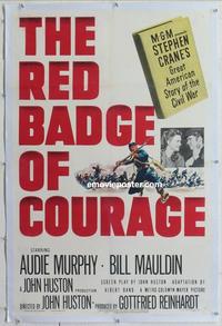 k409 RED BADGE OF COURAGE linen one-sheet movie poster '51 Audie Murphy