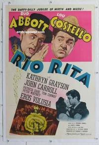 k415 RIO RITA linen one-sheet movie poster '42 Bud Abbott & Lou Costello