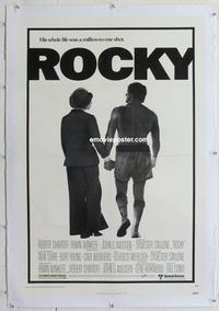 k417 ROCKY linen one-sheet movie poster '77 Sylvester Stallone, boxing!