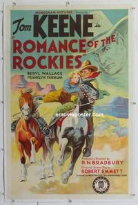 k418 ROMANCE OF THE ROCKIES linen one-sheet movie poster '37 Tom Keene