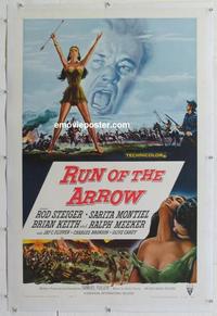 k422 RUN OF THE ARROW linen one-sheet movie poster '57 Sam Fuller, Steiger