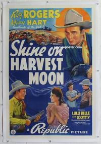 k429 SHINE ON HARVEST MOON linen one-sheet movie poster '38 Roy Rogers