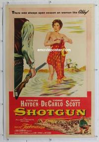 k431 SHOTGUN linen one-sheet movie poster '55 Yvonne De Carlo, sexy western!