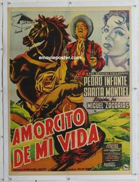 k145 AHI VIENE MARTIN CORONA Mexican poster '52 artwork of Pedro Infante in title role!