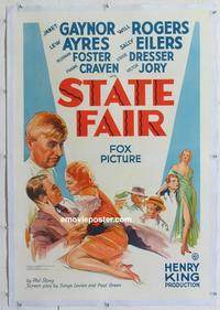 k442 STATE FAIR linen one-sheet movie poster '33 Will Rogers, Gaynor