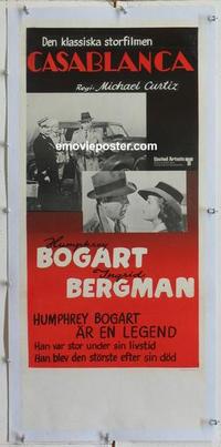 k097 CASABLANCA linen Swedish insert movie poster R73 Bogart, Bergman