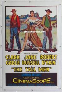 k450 TALL MEN linen one-sheet movie poster '55 Clark Gable, Jane Russell
