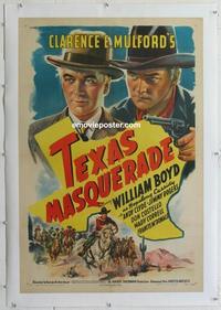 k453 TEXAS MASQUERADE linen one-sheet movie poster '44 Hopalong Cassidy