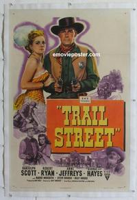 k464 TRAIL STREET linen one-sheet movie poster '47 Randolph Scott, Ryan