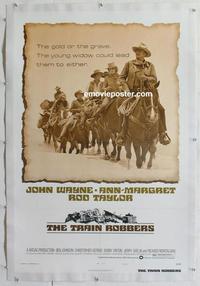 k466 TRAIN ROBBERS linen style B one-sheet movie poster '73 John Wayne