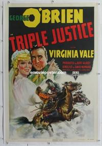 k468 TRIPLE JUSTICE linen one-sheet movie poster '40 George O'Brien, Vale