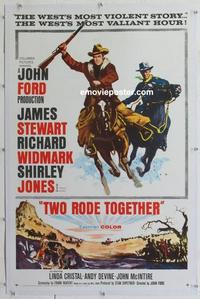 k471 TWO RODE TOGETHER linen one-sheet movie poster '60 James Stewart, Ford