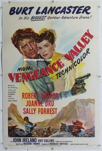 k476 VENGEANCE VALLEY linen one-sheet movie poster '51 Burt Lancaster, Dru