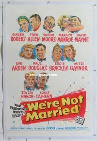 k478 WE'RE NOT MARRIED linen one-sheet movie poster '52 Marilyn Monroe