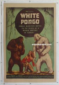 k482 WHITE PONGO linen one-sheet movie poster '45 great woman & apes image!