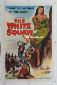 k483 WHITE SQUAW linen one-sheet movie poster '56 Native American Indians!