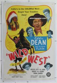 k484 WILD WEST linen one-sheet movie poster '46 Eddie Dean, Roscoe Ates