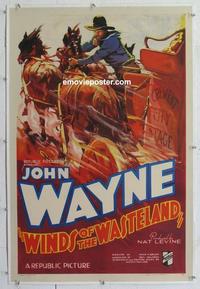 k486 WINDS OF THE WASTELAND linen one-sheet movie poster '36 John Wayne