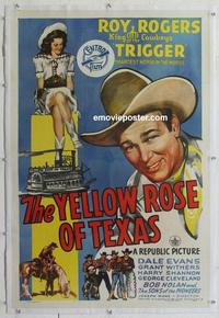 k491 YELLOW ROSE OF TEXAS linen one-sheet movie poster '44 Roy Rogers, Evans
