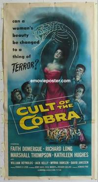 m190 CULT OF THE COBRA three-sheet movie poster '55 Faith Domergue, horror!