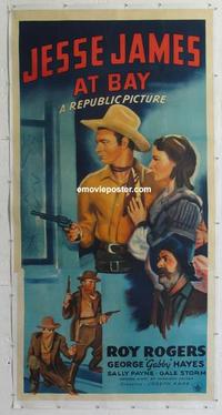 m033 JESSE JAMES AT BAY linen three-sheet movie poster '41 Roy Rogers, Gabby