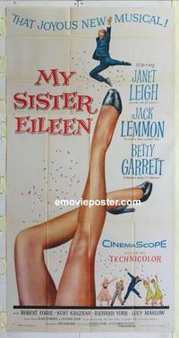 m210 MY SISTER EILEEN three-sheet movie poster '55 cool sexy legs image!