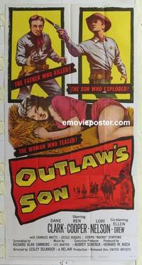 m211 OUTLAW'S SON three-sheet movie poster '57 Dane Clark, Ben Cooper