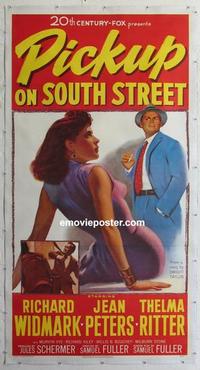 m039 PICKUP ON SOUTH STREET linen three-sheet movie poster '53 Sam Fuller