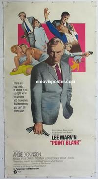 m040 POINT BLANK linen three-sheet movie poster '67 Lee Marvin, Dickinson