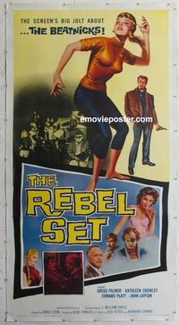 m041 REBEL SET linen three-sheet movie poster '59 beatnik jungle of kicks!