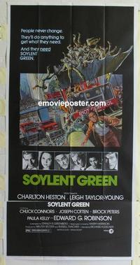 m217 SOYLENT GREEN three-sheet movie poster '73 Charlton Heston, Robinson