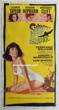 m047 SUDDENLY LAST SUMMER linen three-sheet movie poster '60 sexy Liz Taylor!