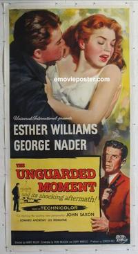 m050 UNGUARDED MOMENT linen three-sheet movie poster '56 Esther Williams