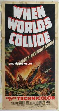 m195 WHEN WORLDS COLLIDE three-sheet movie poster '51 George Pal classic!