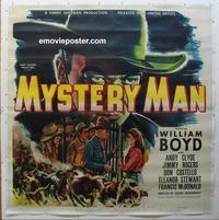 m055 MYSTERY MAN linen six-sheet movie poster '44 Boyd, Hopalong Cassidy