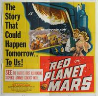 m228 RED PLANET MARS six-sheet movie poster '52 Peter Graves, sci-fi!