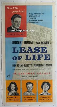 m034 LEASE OF LIFE linen English three-sheet movie poster '54 Robert Donat