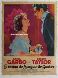 m073 CAMILLE linen French one-panel movie poster R50s Garbo, Soubie art!