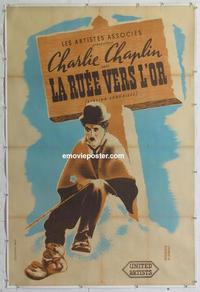 m078 GOLD RUSH linen French one-panel movie poster R42 Charlie Chaplin