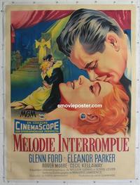 m080 INTERRUPTED MELODY linen French one-panel movie poster '55 Soubie art!