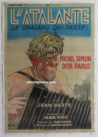 m083 L'ATALANTE linen French one-panel movie poster R40 Jean Vigo classic!