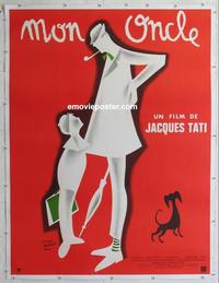 m087 MON ONCLE linen French one-panel movie poster R70s Jacques Tati, Mr Hulot