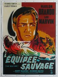 m092 WILD ONE linen French one-panel movie poster R60s Marlon Brando, Marvin