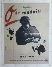 m093 ZERO DE CONDUITE linen French one-panel movie poster R70s Jean Vigo