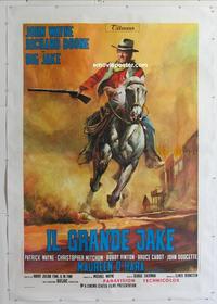 m096 BIG JAKE linen Italian two-panel movie poster '71 cool John Wayne image!