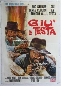 m100 FISTFUL OF DYNAMITE linen Italian two-panel movie poster '72 Sergio Leone