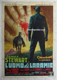 m102 MAN FROM LARAMIE linen Italian two-panel movie poster '55 Ballister art!